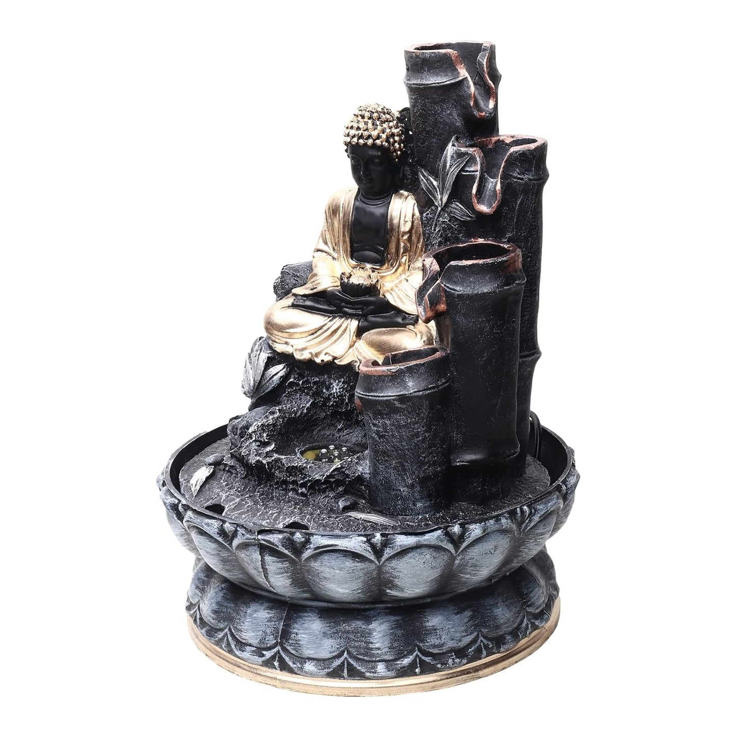 Buddha Water Fountain with LED Lights for Home Décor | Indoor Tabletop Zen Fountain for Meditation, Relaxation & Positive Energy | Peaceful Flowing Water Feature for Living Room & Office