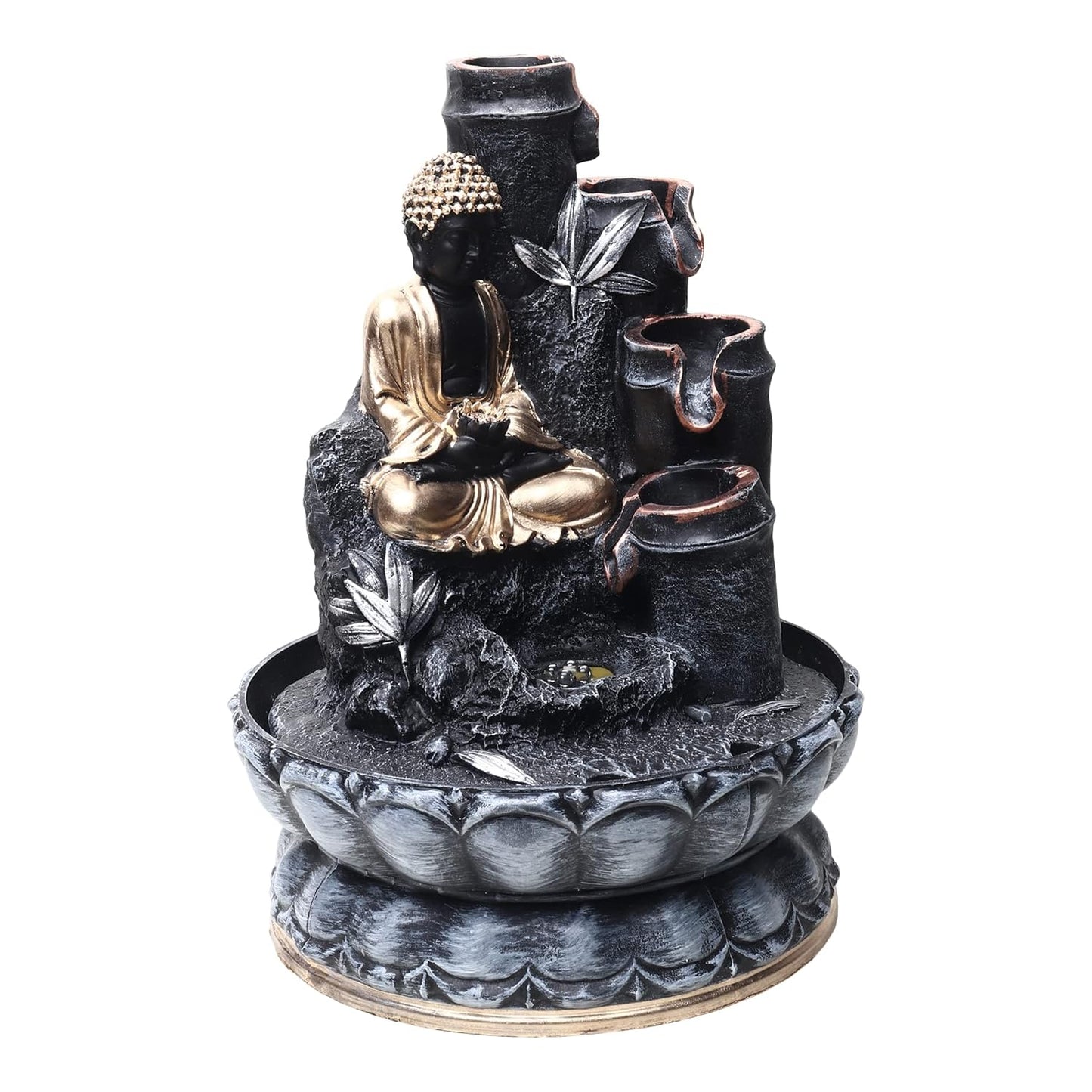 Buddha Water Fountain with LED Lights for Home Décor | Indoor Tabletop Zen Fountain for Meditation, Relaxation & Positive Energy | Peaceful Flowing Water Feature for Living Room & Office
