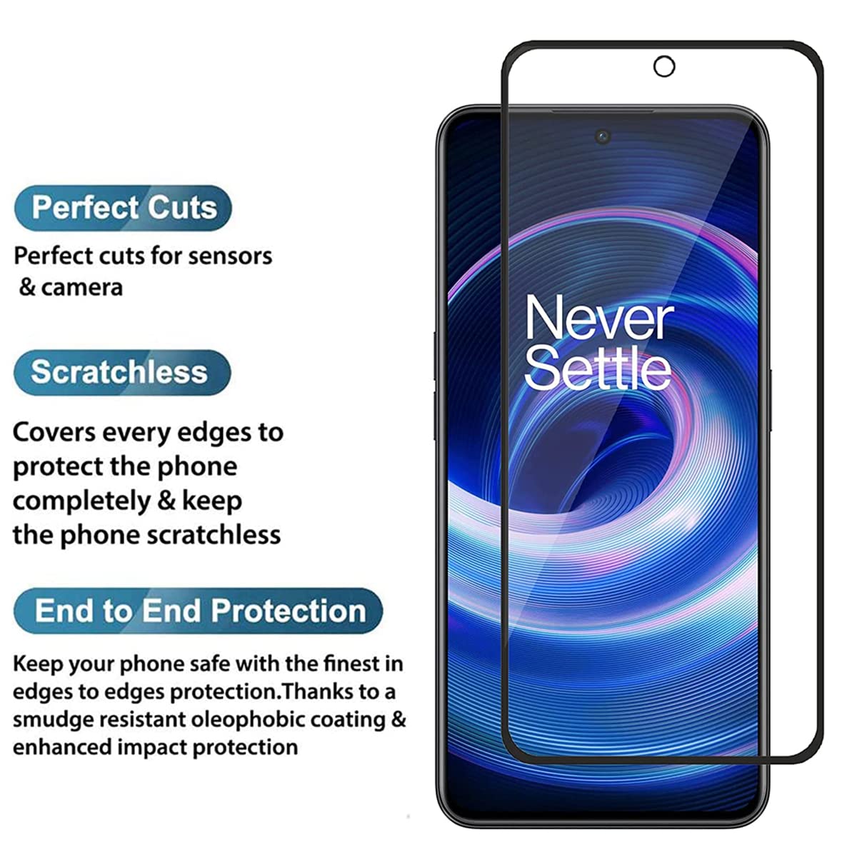Decorz Expert Military-Grade Gorilla Tempered Glass Compatible with OnePlus 10R, OnePlus 10R - Prime Edition and OnePlus 10T (6.7 Inch) With Installation Kit | Edge to Edge Coverage | Black