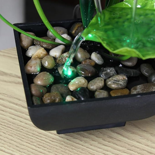 Tranquil Lotus: 3-Tier Tabletop Fountain with Soothing Waterfall & River Rocks